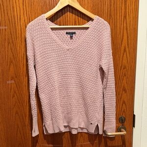 American Eagle Outfitters Light Pink V-Neck Sweater